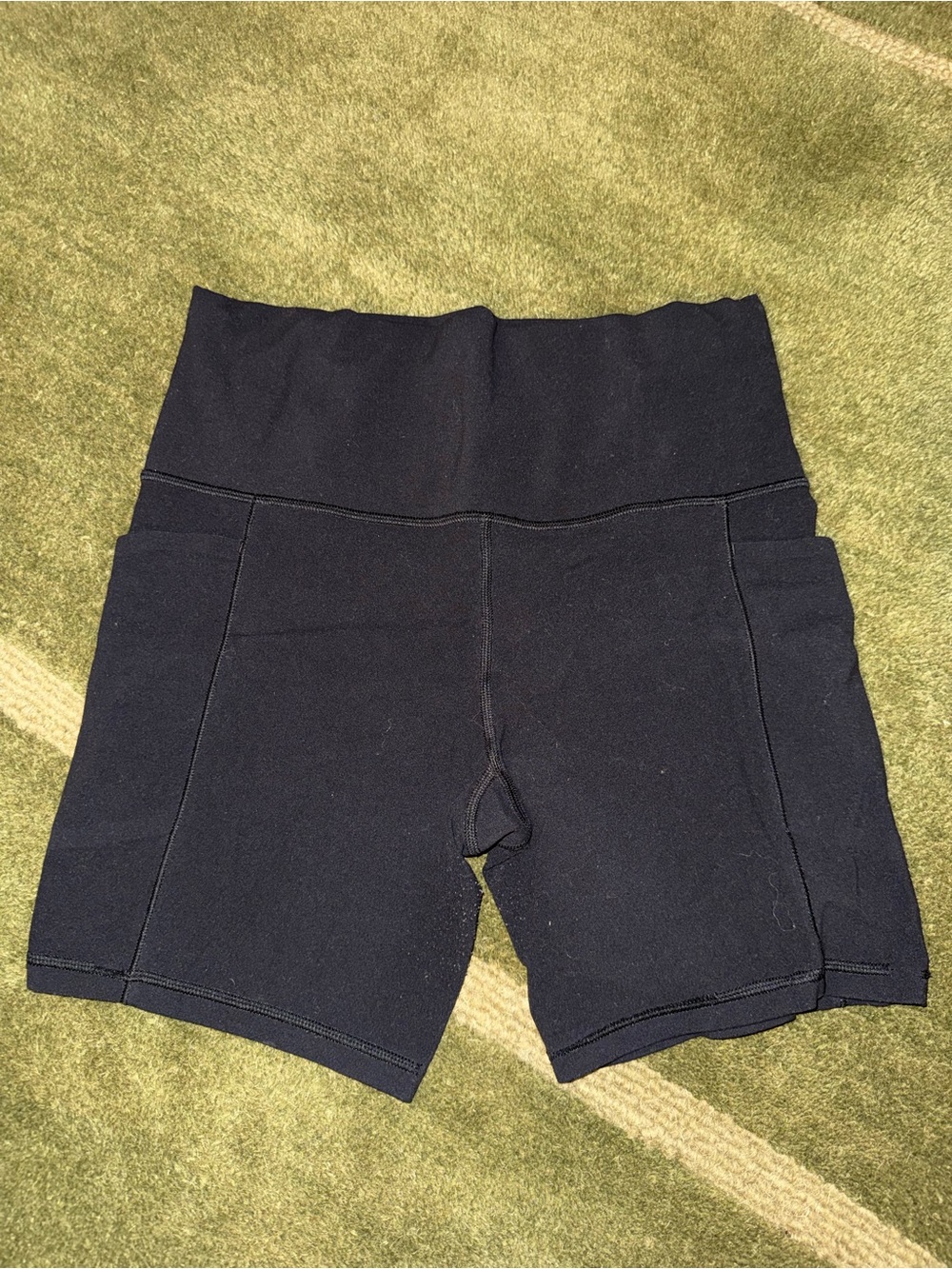 Athleta Black High-Waist Bike Shorts with Side Panel pockets